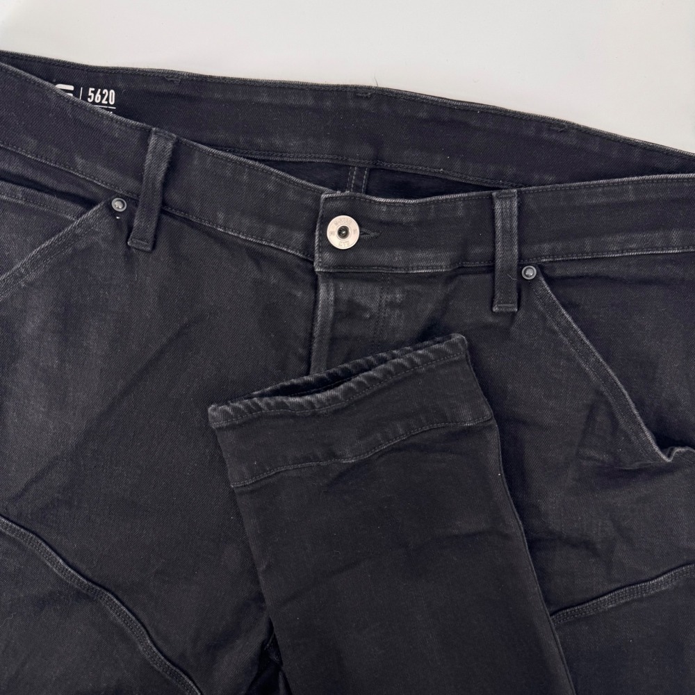 G-Star RAW 5620 3D Slim Jeans Mens 36x34 Black Moto Paneled Denim Pants